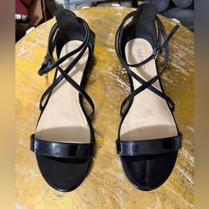 Nine West Glossy Black Strappy Sandals